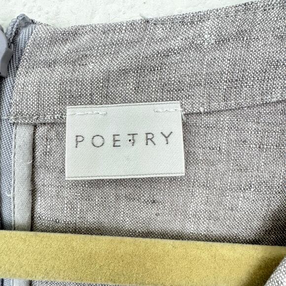 Poetry Women Midi Shift Dress Size 8 100% Linen Natural Lagenlook Neutral Summer - Picture 2 of 8
